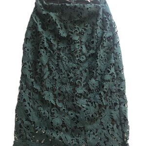 Jennifer Lopez Forest Emerald Green Lace Pencil Skirt RN73277 100% Polyester